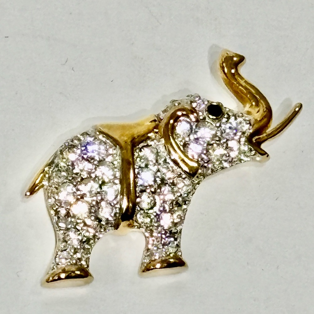 Vintage D’Orlan Elegant Gold and Swarovski Crystal Elephant Brooch